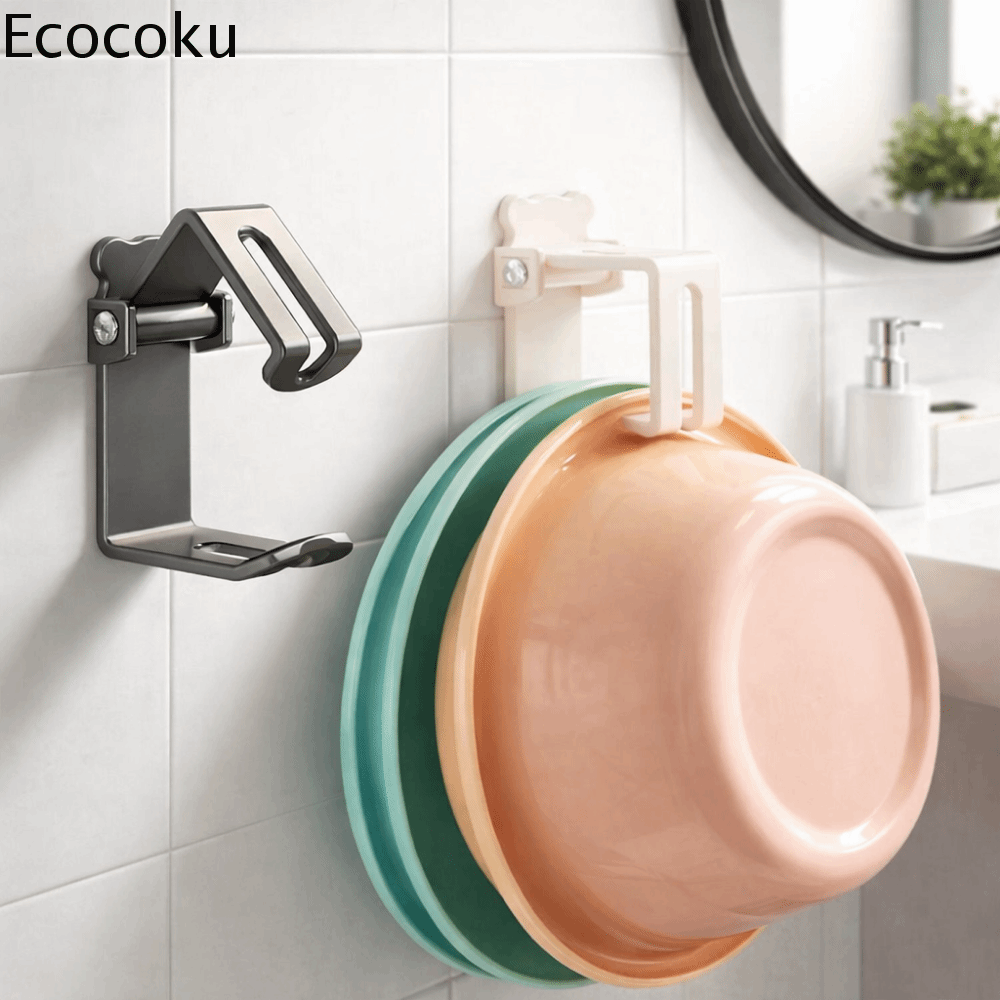 ECOCOKU 2 Pieces Không cần đục lỗ Móc treo chậu rửa Gắn tường Thép carbon Giá để đồ trong bồn rửa Thực tế Có thể điều chỉnh Giá đỡ chậu rửa  Phòng tắm