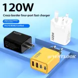 Vintlook 120W đa cổng sạc nhanh sạc kép PD + Dual Loại-C sạc điện thoại di động cắm