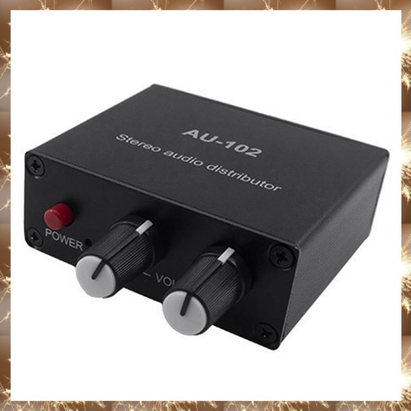 (BYIT) 1 PCS Audio Distributor Stereo Audio Mixer 1 Input 2 Output Audio Mixer for Power Amplifier Active Audio