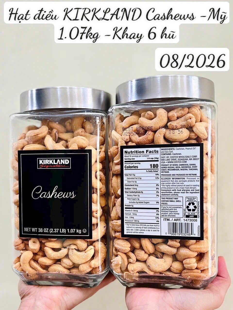 HẠT ĐIỀU KIRKLAND MỸ 1.13ky - CHUẨN AUTHENTIC, DINH DƯỠNG VÀNG
