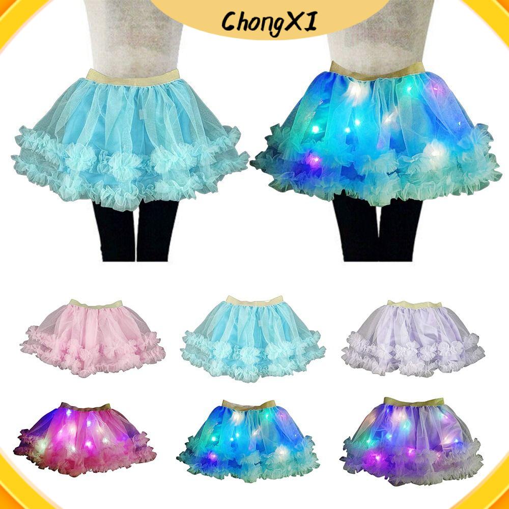 CHONGXI Giáng sinh Váy nhảy Đồ dùng tiệc tùng Đèn LED Tutu phát sáng  Thắp sáng Váy tutu Trẻ em