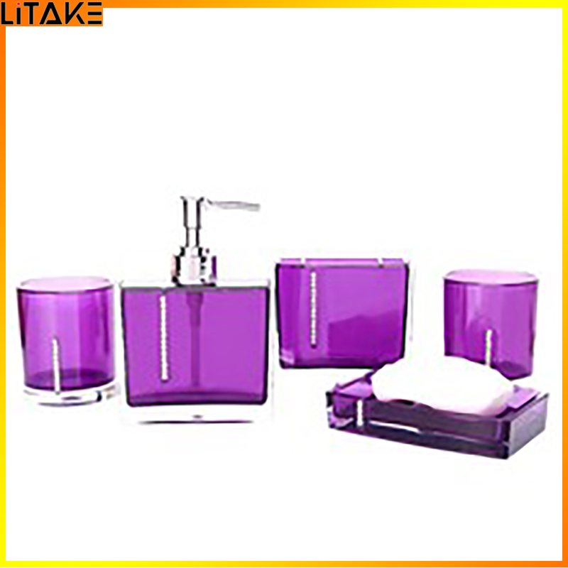 Litake Bathroom Accessories Set 5 Pcs Acrylic Bathroom Set, Housewarming Gift Set, Lotion Bottle, Soap Dish, Toothbrush Holder, 2 Toothbrush Cup ราคา 497 บาท*ส่งฟรี