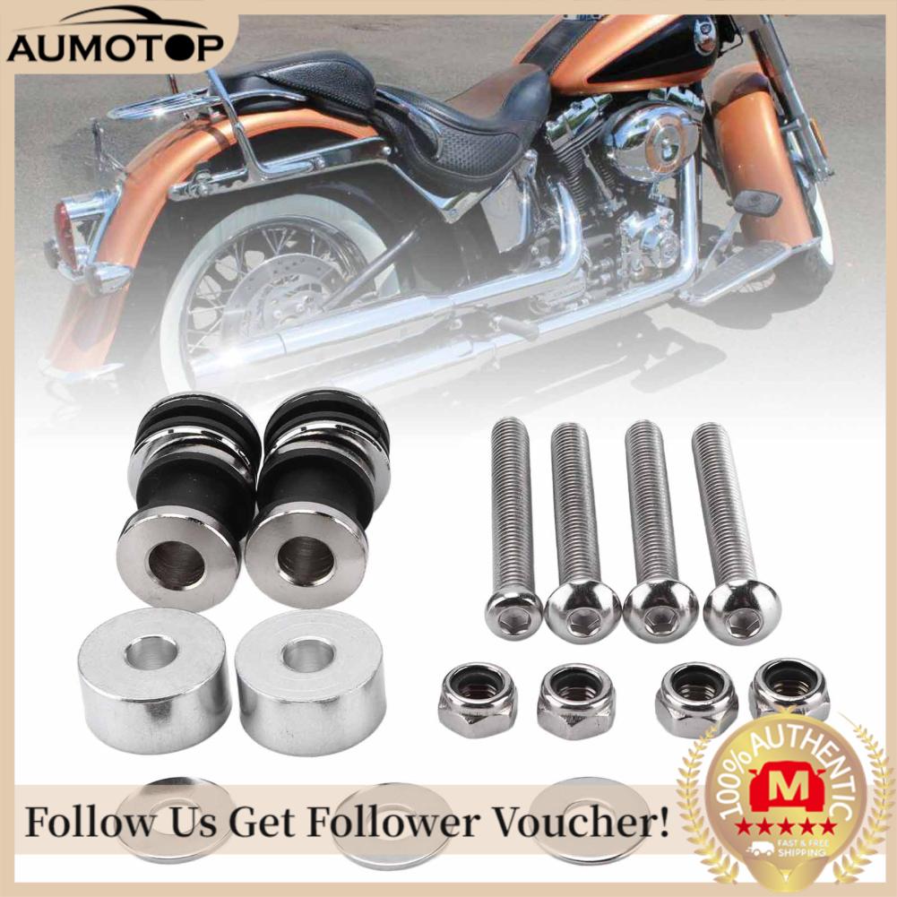 AUMOTOP Bộ phần cứng gắn đế xe máy Chống gỉ Tựa lưng thanh Sissy Bu lông gắn Chrome đã hoàn thiện để thay thế xe máy cho FXST FXSTB 1987‑1999