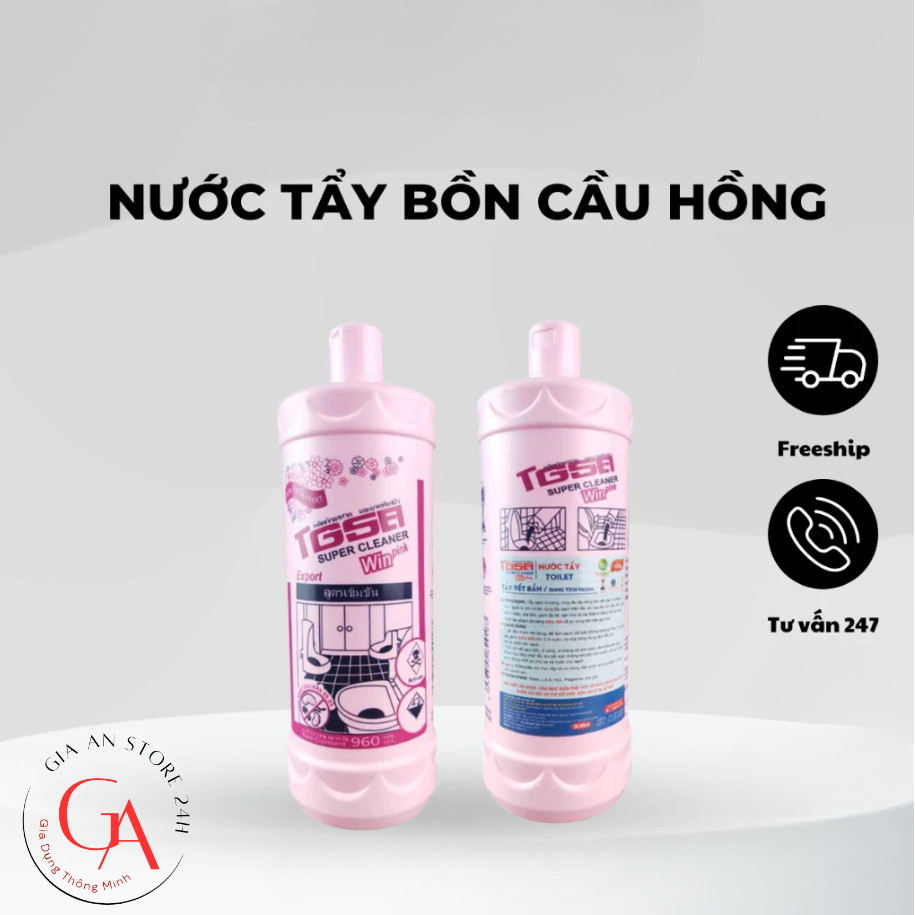 Nước tẩy bồn cầu, tẩy gạch xi măng, nước tẩy hồng nhà tắm toilet đa năng Okay Pink 960ml