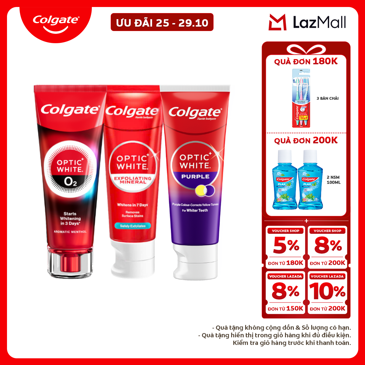 Bộ sưu tập các vị kem đánh răng Colgate Optic White