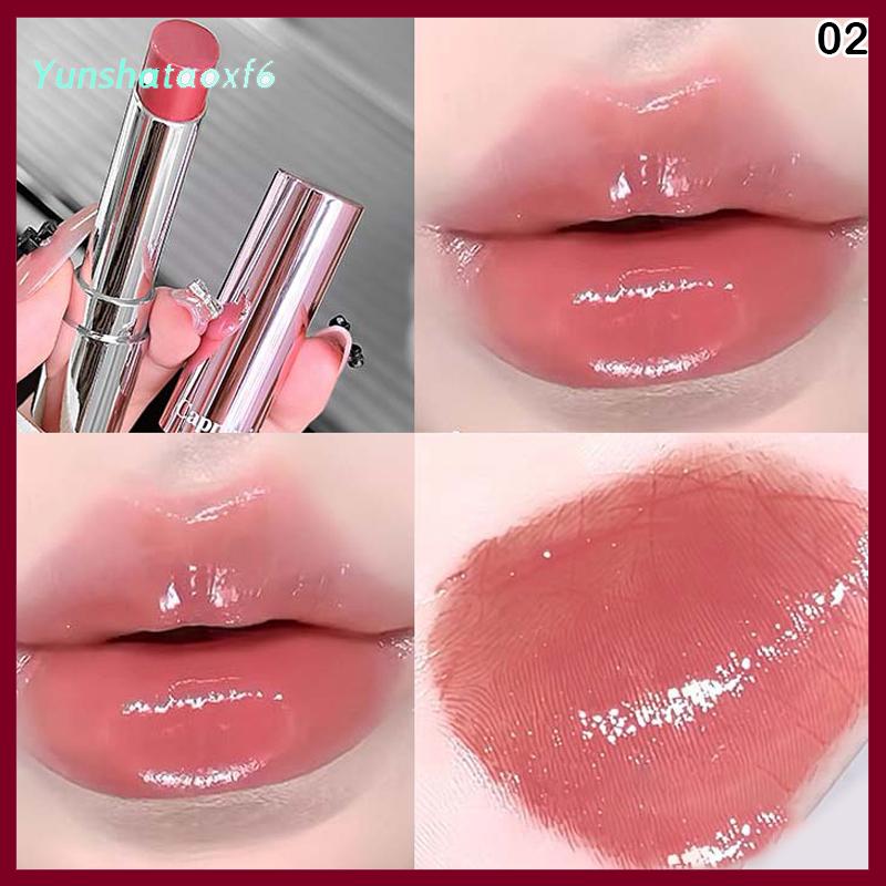 yunshataoxf Cappuvini pha lê Gương thủy tinh rắn Son bóng nước ánh sáng Son môi rõ ràng thạch môi men Nude Nhẹ sáng môi tint trang điểm - 4