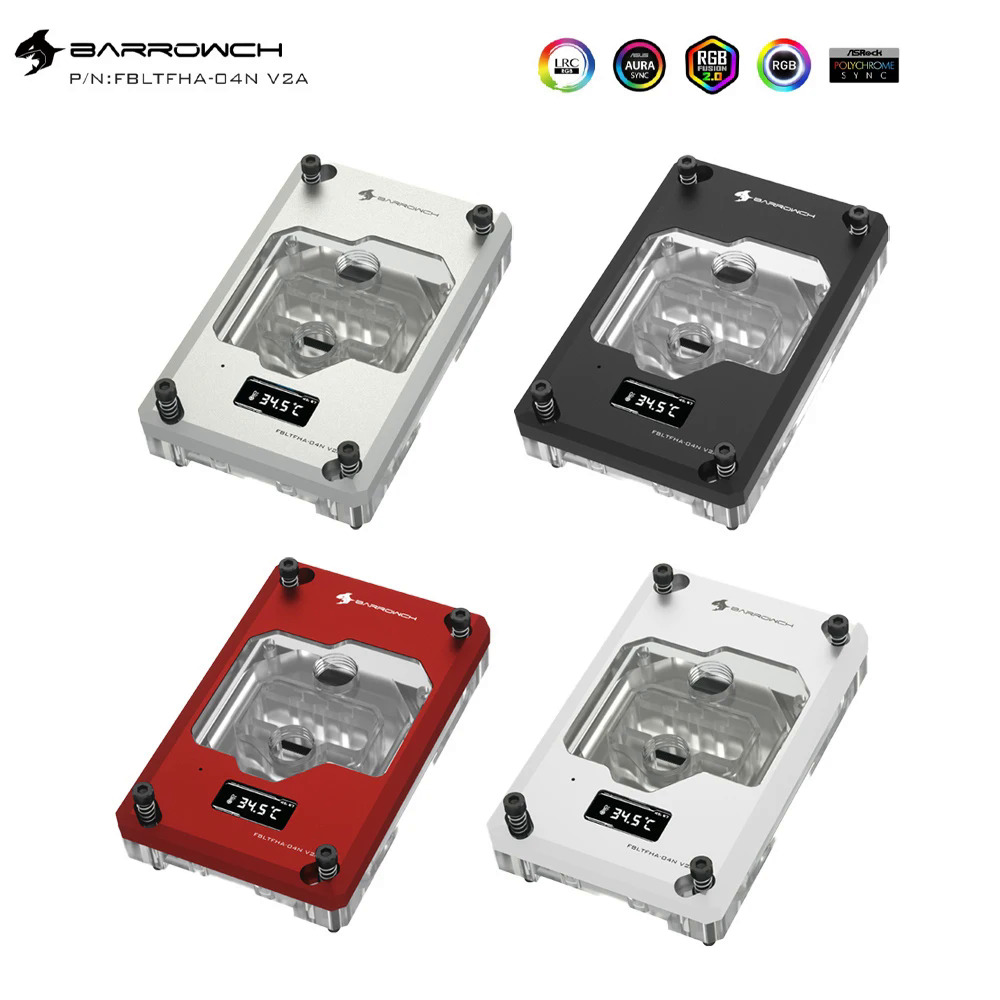 Barrowch FBLTFHA-04N v2a, cho ryzenamdAM4AM3 CPU khối nước, hiển thị kỹ thuật số nhiệt độ microwaterway khối với bộ điều khiển