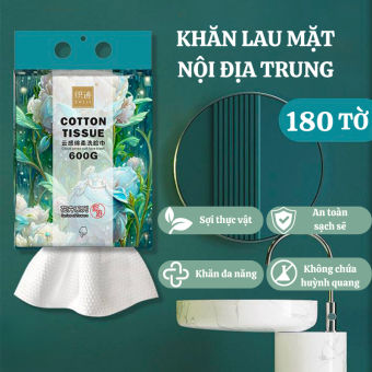 Túi khăn lau mặt dùng một lần nội địa Trung, Khăn lau mặt, giấy lau mặt khô dùng một lần tẩy trang 180 chiếc