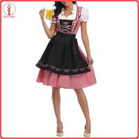 fulaide Exquisite Belt Dress Women Dress Women’s Plaid Oktoberfest Dirndl Dress – Traditional German Bavarian Costume for Halloween Festival Carnival Cosplay – Perfect Party Outfit
