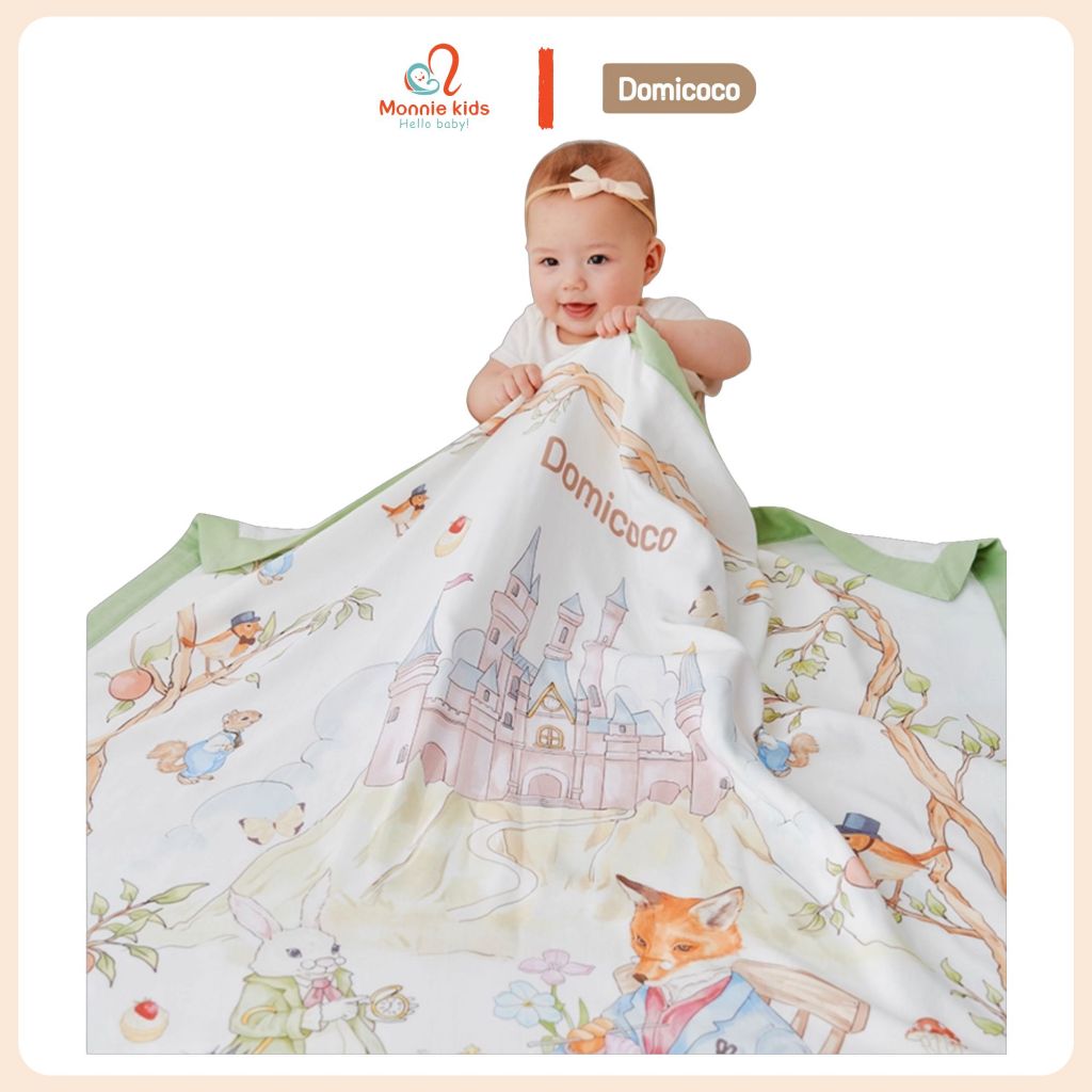 Chăn sợi tre 4 mùa Domicoco 110x140cm cho bé, mền đắp trẻ em có viền thoáng mát - Monnie Kids