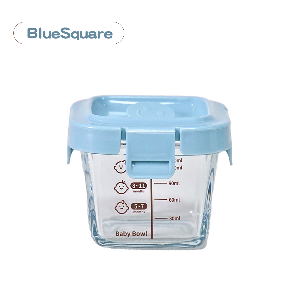 Bevavar Keola Glass Food Container Square 160ml Penyimpanan mpasi bayi baby food container