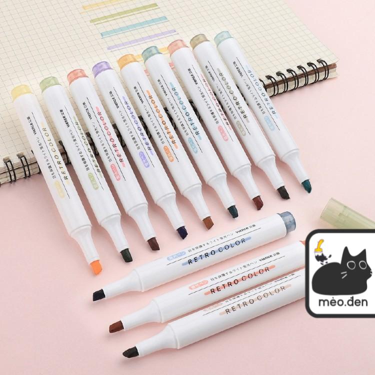 (Lẻ 1 cây) Bút Highlight Nikki Màu Macaron và Retro (Giao ngẫu nhiên màu) - Họa cụ Hakuart