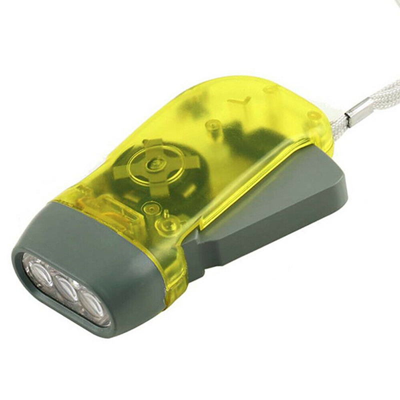 Unvug 1 Chiếc Đèn Pin 3 LED Mới Đèn Pin Bấm Tay Lên Dây Cót Đèn Cắm Trại