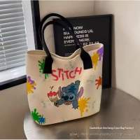 Cute Cartoon Mickey Minnie Tote Bag for Women Large Capacity Daily Commute Canvas Bag with Zipper and Inner Pockets
