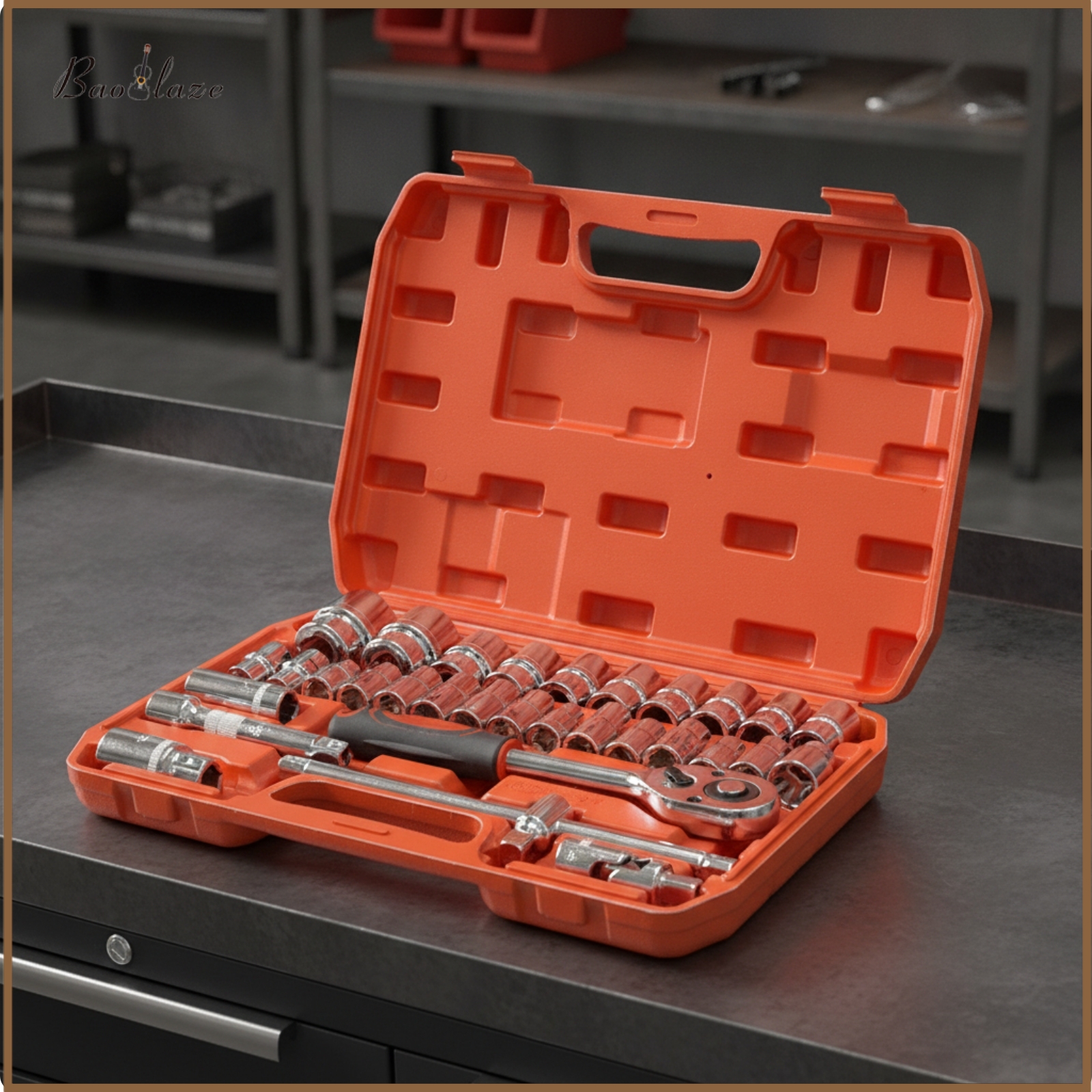 Baoblaze 32-Piece Socket Wrench Kit High-Quality Socket Wrench Set with Case Portable Mechanic Tool Set Organized for Car Owners, Handymen, Auto Repair, Garage, Roadside Emergency, Trunk Storage ราคา 5,859 บาท*ส่งฟรี