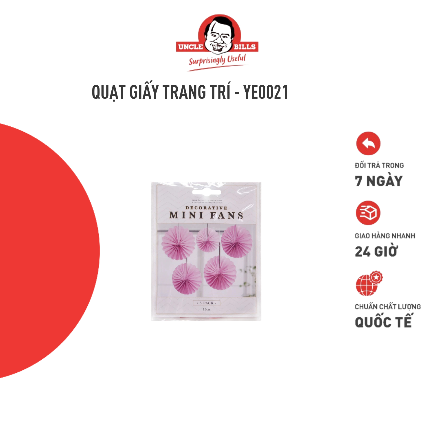 Quạt trang trí mini màu xanh dương 5 cái ubl ye0021a