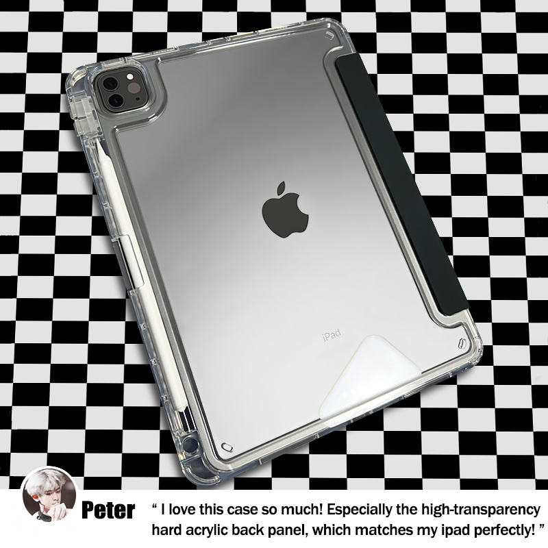 Crashstar Acrylic trong suốt cứng tri-gấp Vỏ máy tính bảng với rãnh để bút cho iPad Mini 6 iPad 9.7 5th 6th không khí 3 4 5 không khí 13 inch iPad 11 2025 10.2 7 8 9 10 Gen iPad Pro 11 inch 12.9 inch 2022 2021 2020 2019 rõ ràng iPad Bìa vỏ với có thể gập