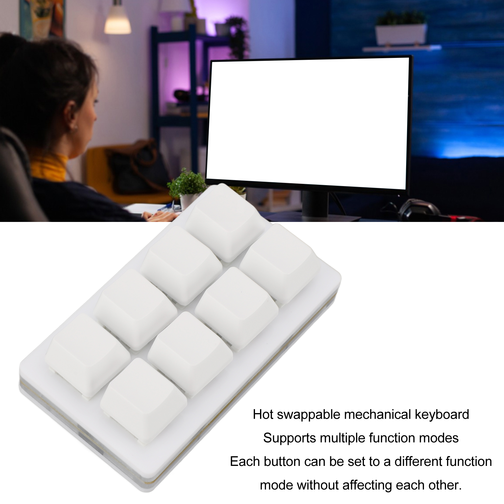 Bàn phím Jiawu 8 phím Bàn phím có thể lập trình Sao chép tùy chỉnh Dán Phím tắt Bàn phím chơi game Bàn phím cơ mini Bàn phím cơ một tay Bàn phím OSU có dây USB C