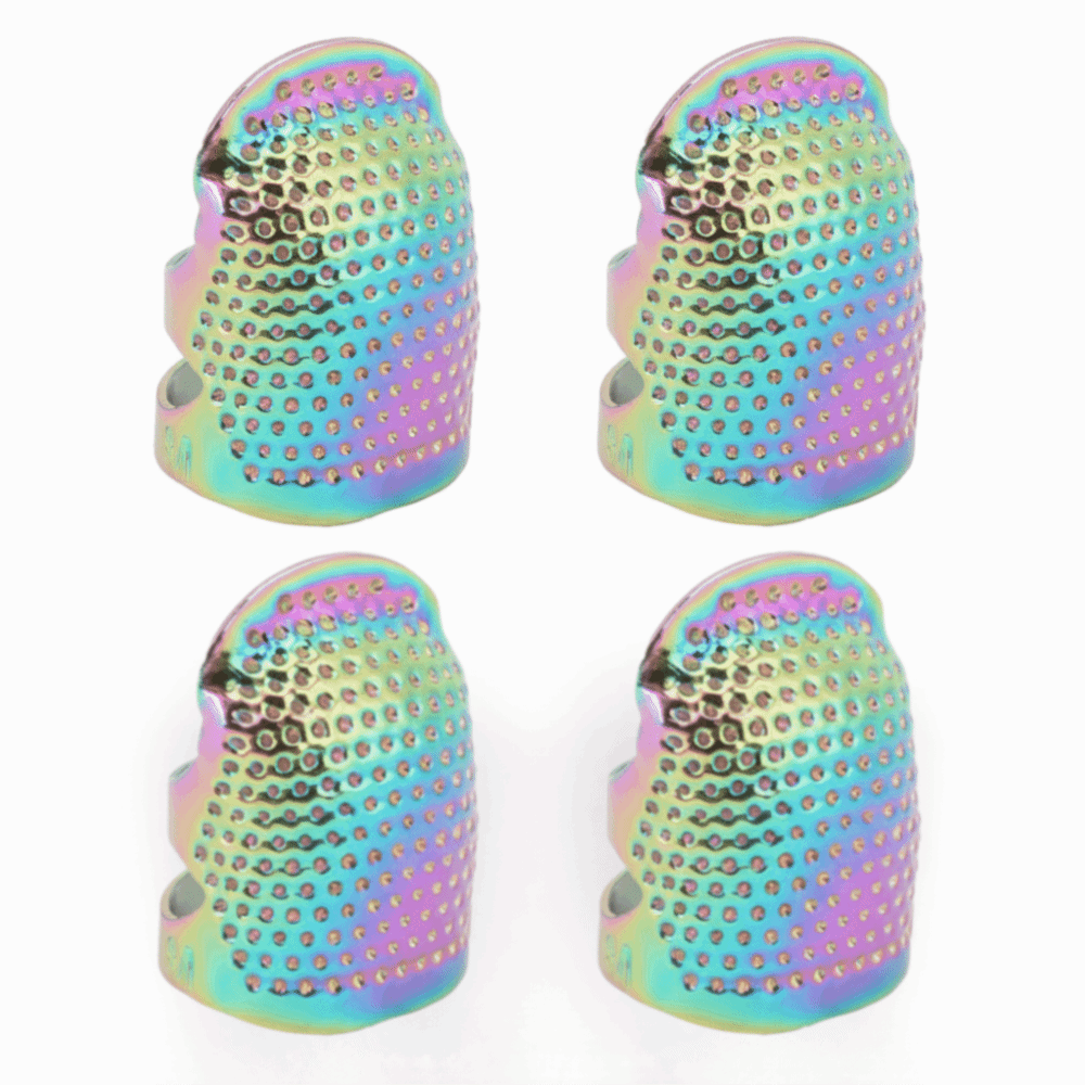 LUXEMO 4Pcs Colorful Design Finger Protector Thimble Brass Non-Slip Grip Metal Thimble Durable Adjustable Sewing Thimble For Daily Sewing