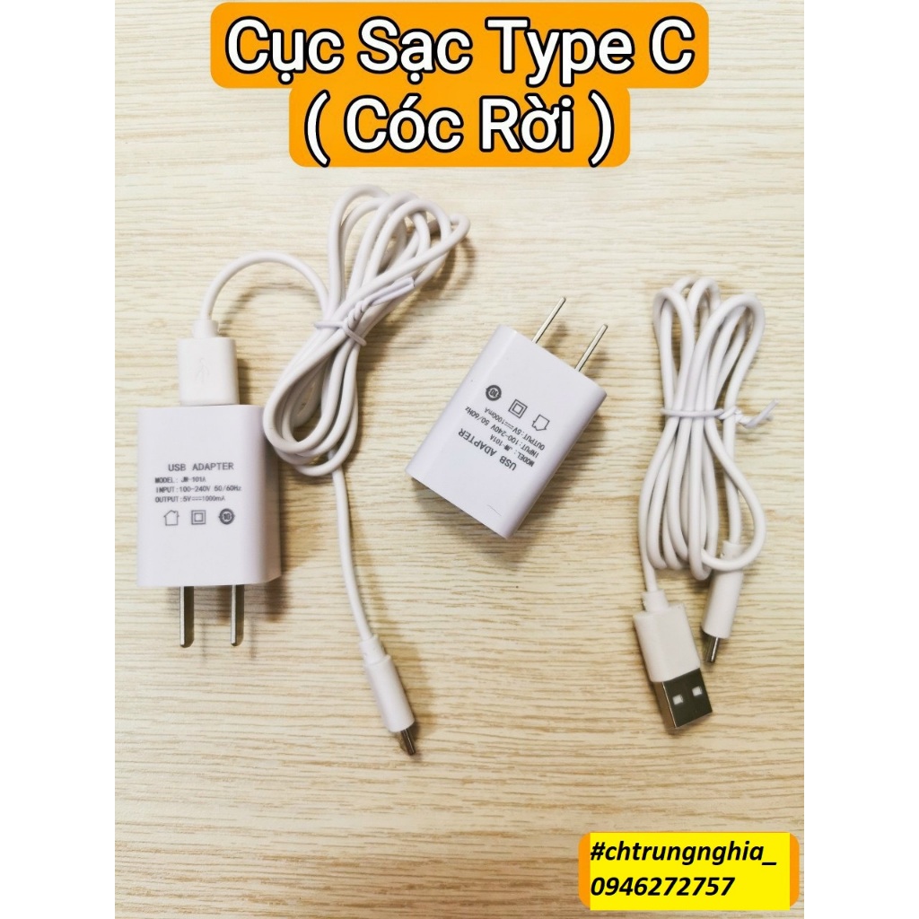 Bộ củ cáp sạc 5v-1a type c dùng sạc điện thoại đèn sạc quạt sạc