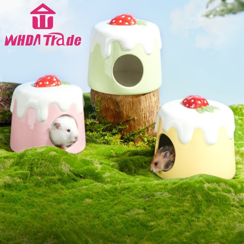 Hamster Ceramic Nest Super Cute Pudding Design Pet Summer Cooling Shed House Pet Supplies For Hedgehog Squirrel