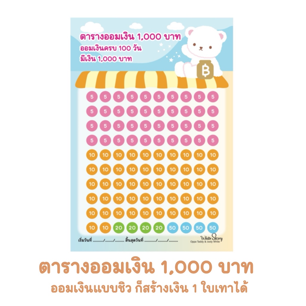 ตารางออมเงิน สติกเกอร์- Sticker 7x10cm