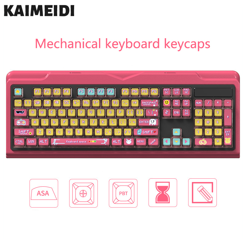 Kaimeidi Bàn Phím Cơ thể thao điện tử Keycaps hợp thời trang chủ đề trò chơi video Pudding Keycaps ASA truyền cao Keycaps