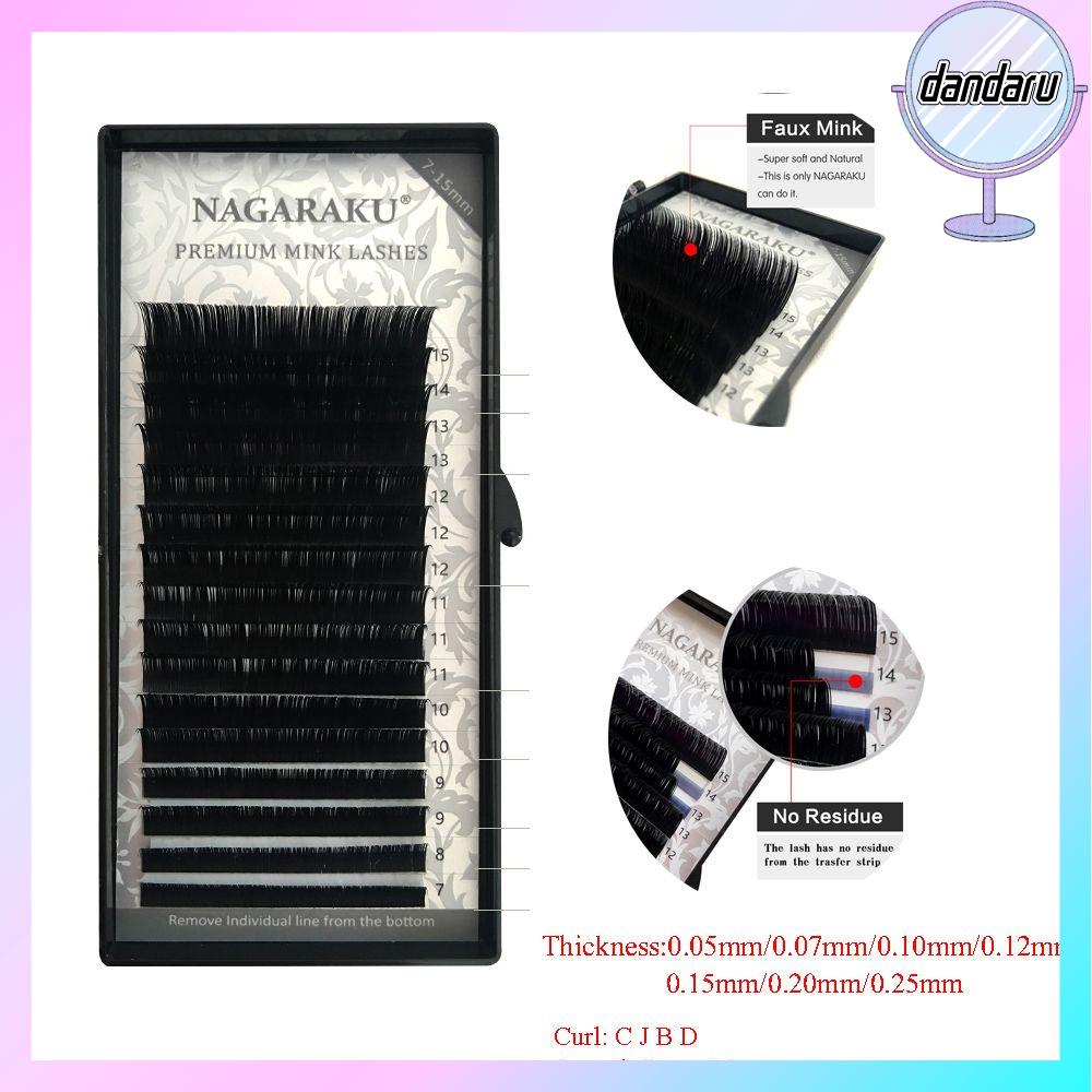 Dandaru chất lượng cao dài tự nhiên handmade j b c d curl lông mi giả lông chồn giả tóc đồ nối lông mi lông mi rời