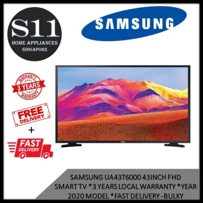 Samsung UA43T6000 43inch FHD Smart TV * 3 YEAR LOCAL WARRANTY * YEAR 2020 MODEL * FAST DELIVERY - BULKY