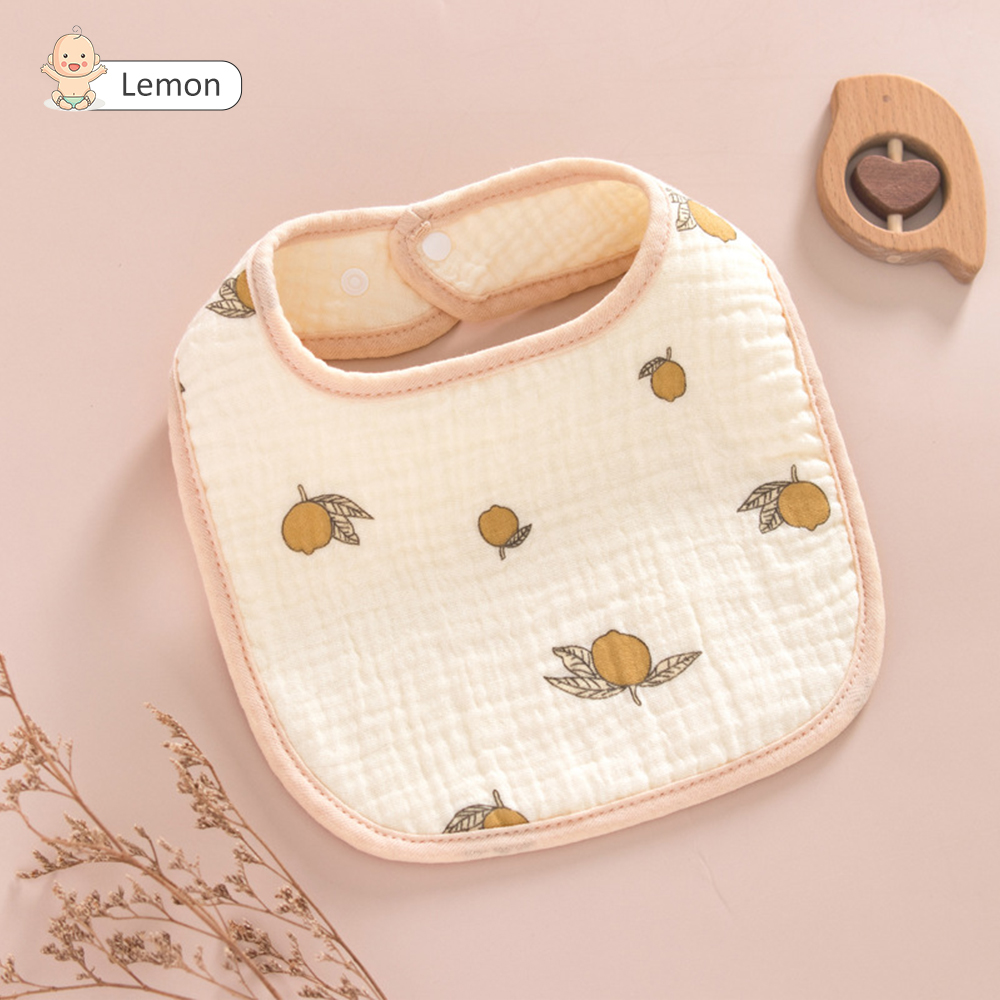 Mumystation 6-Layer Baby Bib U-Shape Newborn Feeding Saliva Towel Baby Bibs Cotton Double-row Fixed Buckle Design