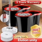 360° Rotating Mop with Bucket and 2 Heads - 