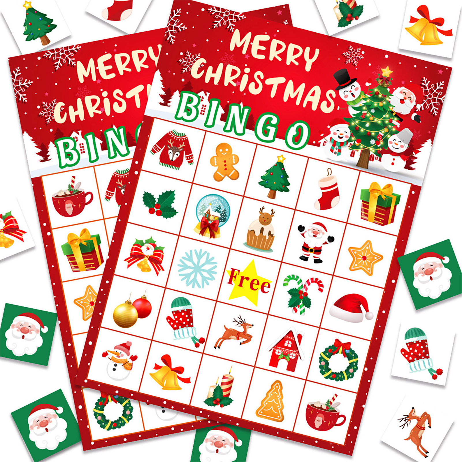 Lễ hội trò chơi giáng sinh cho trẻ em Giáng sinh trò chơi Bingo Bộ thẻ vui vẻ kỳ nghỉ Bingo cho sum họp gia đình tái sử dụng lễ hội trò chơi giáng sinh S hoạt động trong nhà