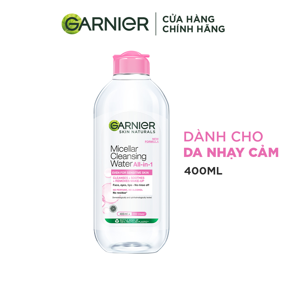 Nước làm sạch và tẩy trang cho da nhạy cảm Garnier Micellar Water 400ml