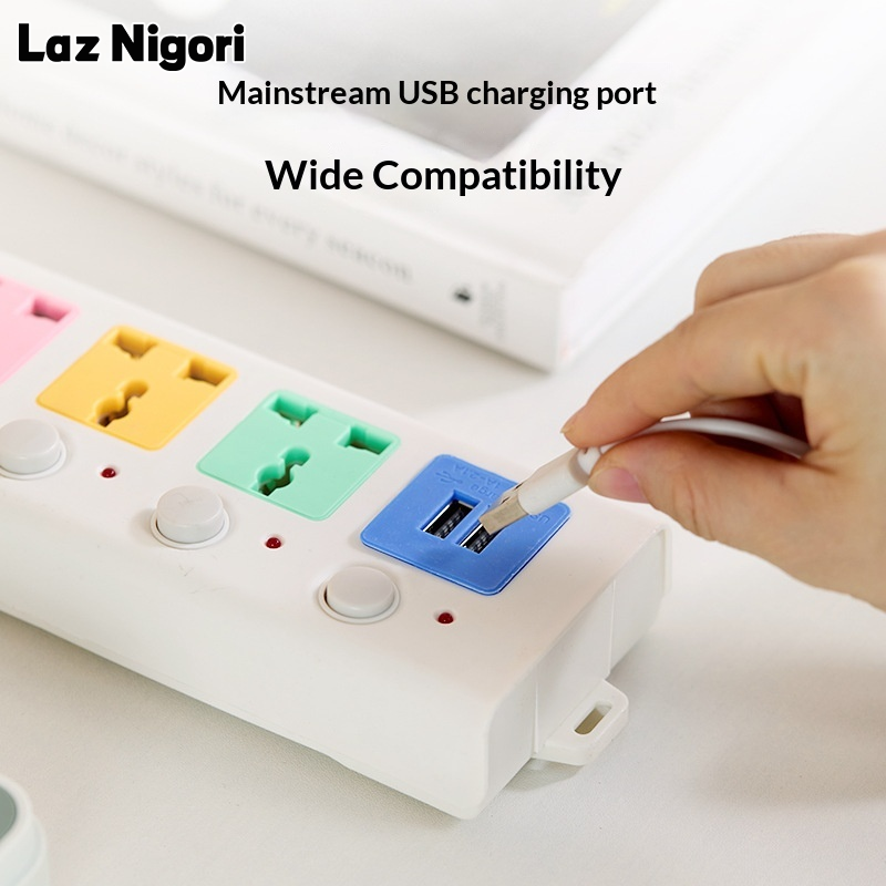 Laz Nigori Multi-Port Power Strip with USB Charging for Home Use ราคา 93 บาท*ส่งฟรี