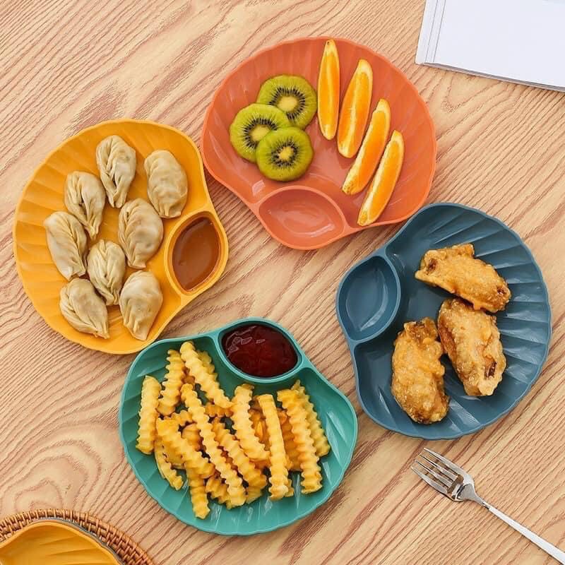 【Bán sỉ】1 CÁI Đĩa Hình Vỏ Sò Có Ngăn Gia Vị Tiện Lợi - Dĩa Nhựa Vỏ Sò