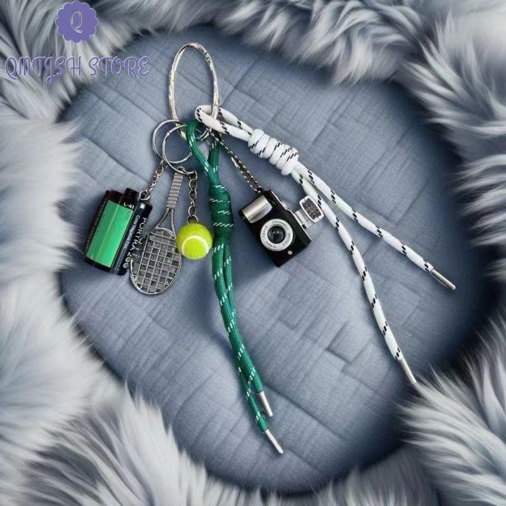 QMTJSH Máy ảnh Móc khóa dây bện Ấm đun nước Quần vợt dây chuyền túi Sáng Tạo Vợt Móc khóa xe hơi Phụ nữ