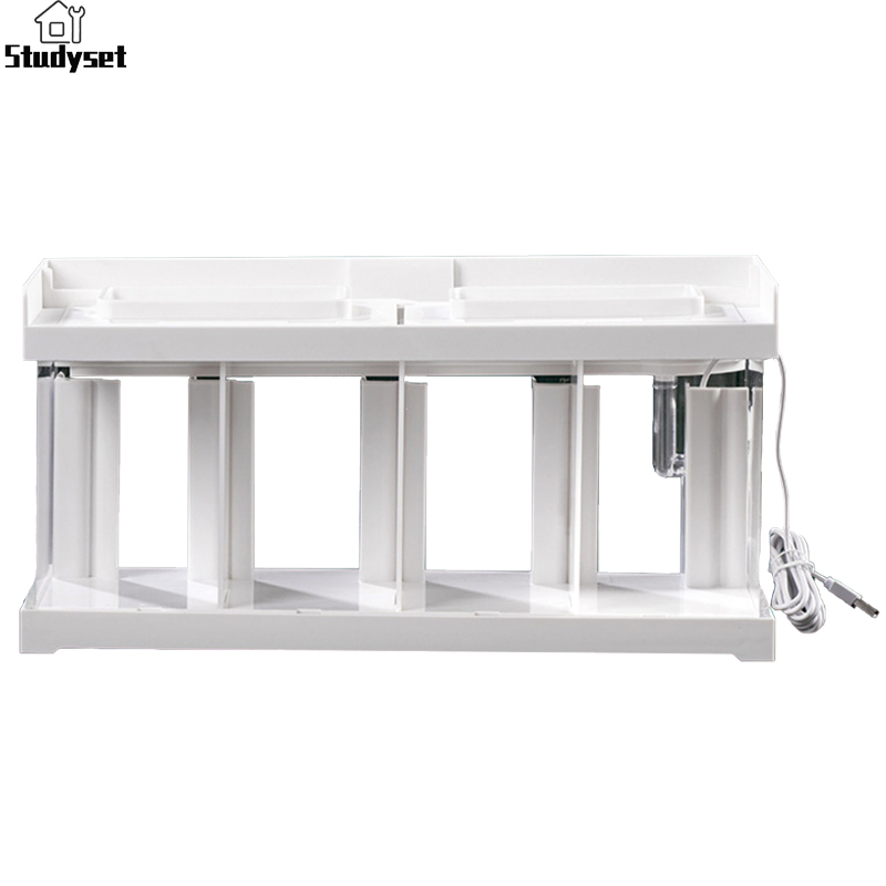 Studyset in stock Small Fish Tank With Filter, LED Light Aquarium Tank Kit, Office Desktop Fish Tank, Mini AquariumFish, 2-4 Grid Design, Dual Filtration System Bowl Accessories For Shrimp, Crab, Fish ราคา 1,114 บาท*ส่งฟรี