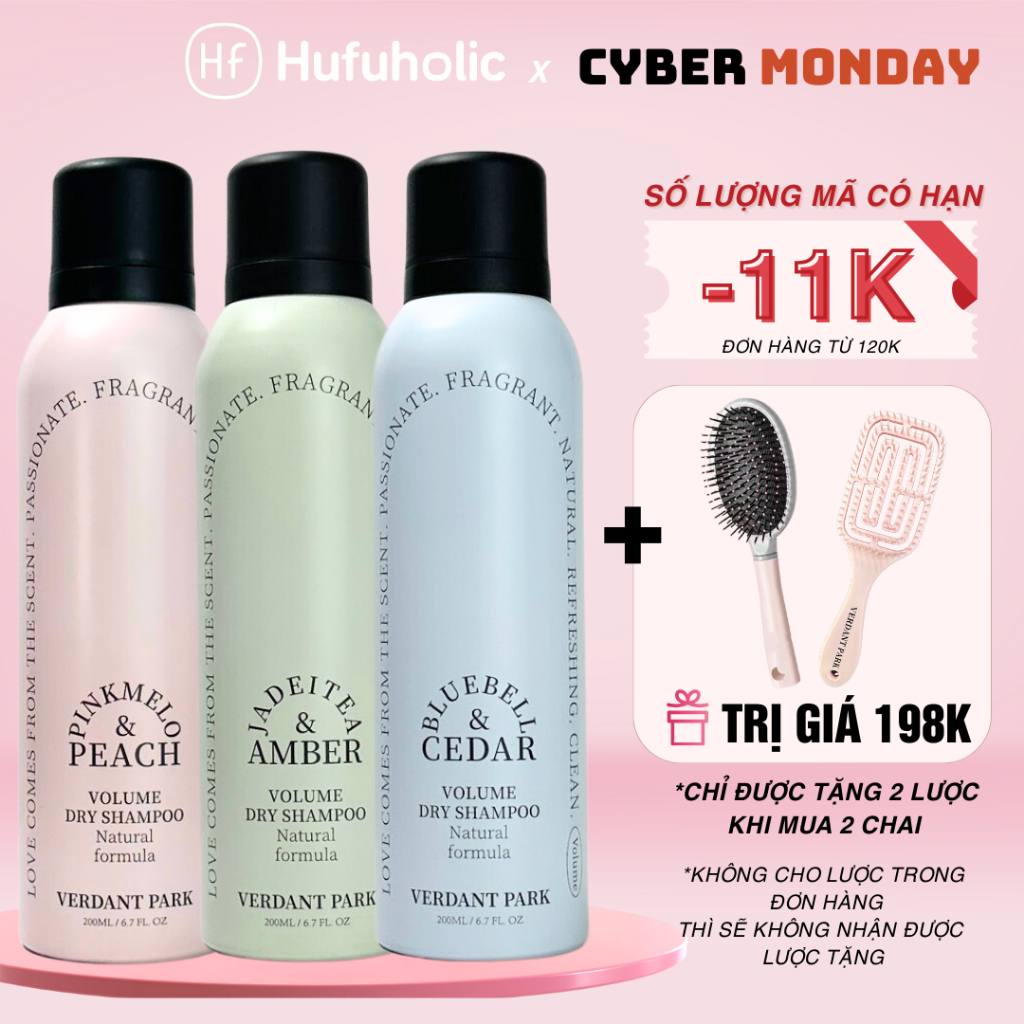 [MUA 2 TẶNG 2] Xịt khô phồng tóc VERDANT PARK 200ml dầu gội khô Đào Pinkmelo Peach Verdantpark VDPK01 VDPK03