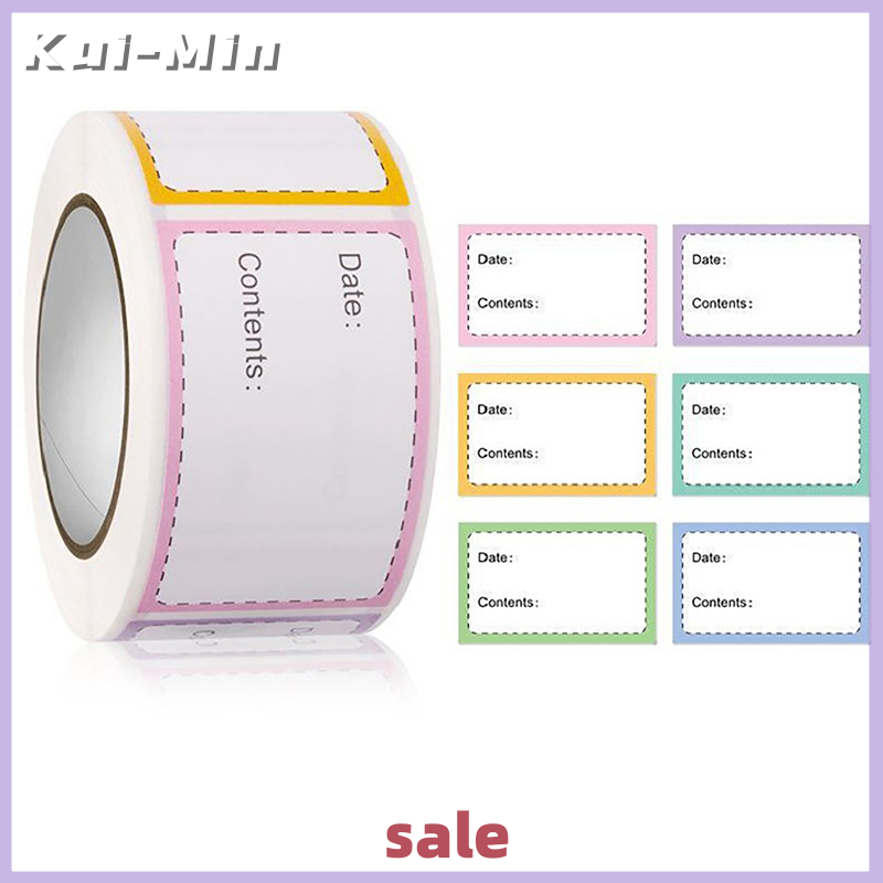 Kui-Min 250Pcs Roll Self-Adhesive Freezer Refrigerator Food Storage Paper Sticker Labels White Date Stickers For Home Storage Tags