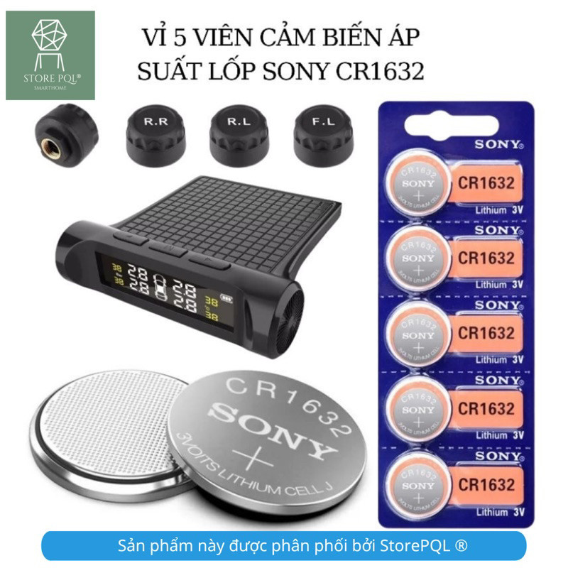 Pin CR1632 tuổi thọ cao cho van cảm biến áp suất lốp, chìa khóa ô tô...SONY 3V LITHIUM