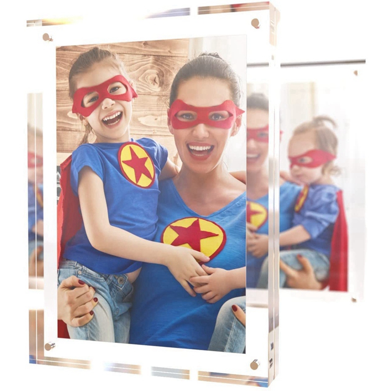 [samsouite]-Acrylic Picture Frame,5X7 Inch Acrylic Photo Frame,Desktop Frameless Photo Frame, Magnetic, Double Sided Transparent