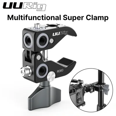 ULANZI UURiG R060 Super Clamp Crab Pliers Clip Rollbar Handlebar Mount for for GoPro HERO 10 9 8 7 5 / Insta360 ONE / DJI OSMO ACTION Camera / DSLR SLR Gimbal Magic Arm