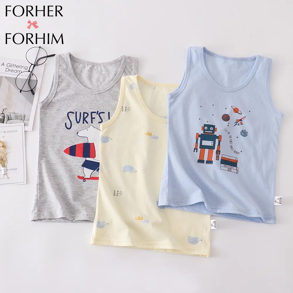 FORHERFORHIM Boys' Vests Pure Cotton Thin Children's Undershirt Sleeveless Vests Boys' Pajamas 100% Cotton Spring and Autumn Summer F317 ราคา 485 บาท*ส่งฟรี