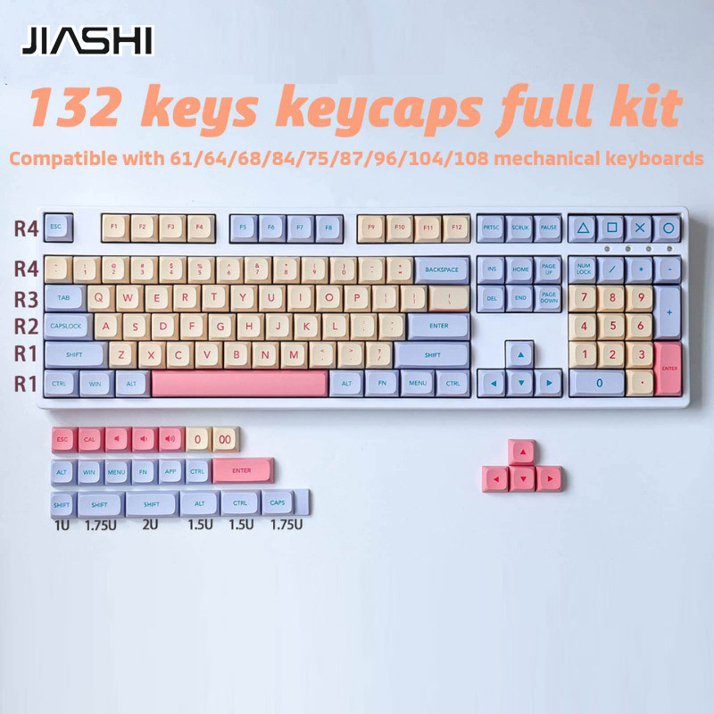 Jiashi Marshmallow Keycap PBT thăng hoa Keycap phím Bàn phím cơ xda chiều cao tùy chỉnh Tự làm cá nhân