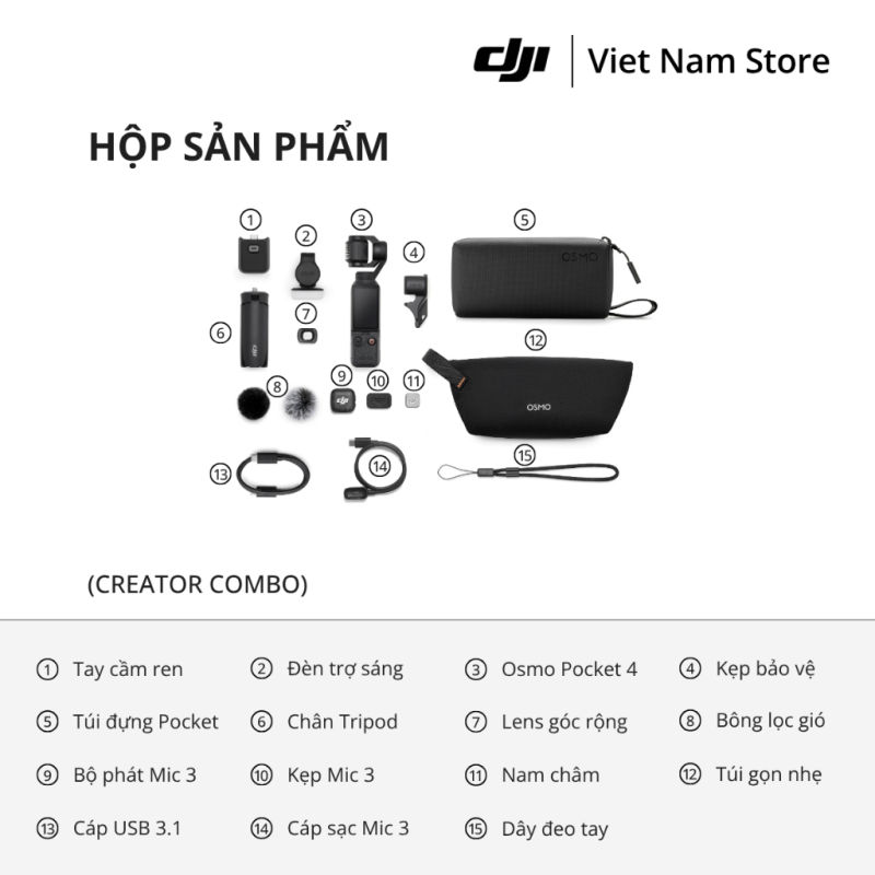 Camera Vlog DJI Osmo Pocket 4 | Chống Rung 3 Trục Quay 4K Bộ Nhớ Trong 107GB