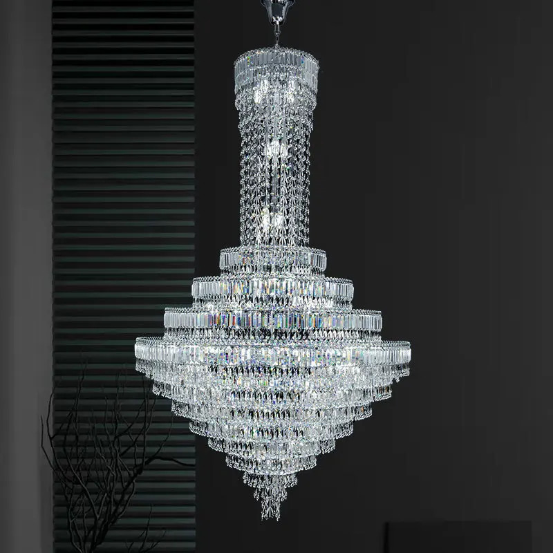 Biệt thự phòng khách ánh sáng Duplex Hall Chandelier Tòa nhà Midfloor Khách sạn ánh sáng hiện đại sang trọng cầu thang pha lê Chandelier Đèn sang trọng cao cấp Đèn trần