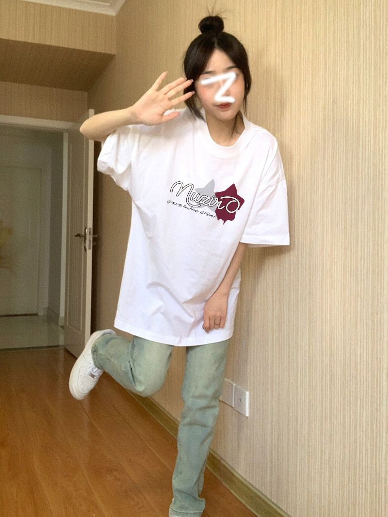 COD 100% Cotton Chải Kỹ 200 Ke Cotton Ngắn Tay T Áo Sơ Mi Nữ Áo Mùa Hè Kiểu Dáng Rộng Rãi Thiết Kế Thích Hợp Đường Phố