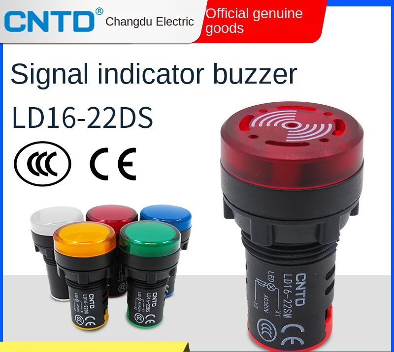Đèn Báo Nguồn LED LD16-22D/S Đỏ - Còi Nhấp Nháy - AC220V Changde | tùy chọn LD16-22D/S - Đèn Tín Hiệu 22mm, 220V/24V/380V, Đa Màu & Còi Báo