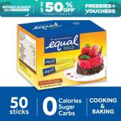 EQUAL Gold Zero Calorie Sweetener, 50 sticks - Diabetic-Friendly