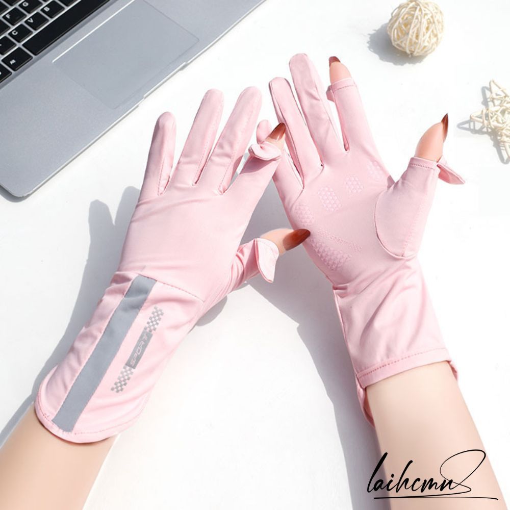 Găng Tay Chống Nắng UPF50+ Chống Tia UVA UVB Mỏng Nhẹ Thun Lạnh Thoáng Khí Chống Trượt Lái Xe Mở Đầu Ngón Tay Cảm Ứng - 2